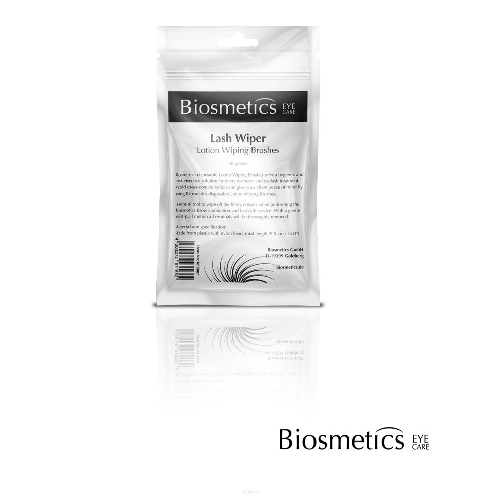 Szczoteczki Biosmetics Lash Wiper są niezbędne do każdego zabiegu liftingu rzęs, szczoteczki służą do ścierania kremów delikatnym ruchem obrotowym i pociągającym.