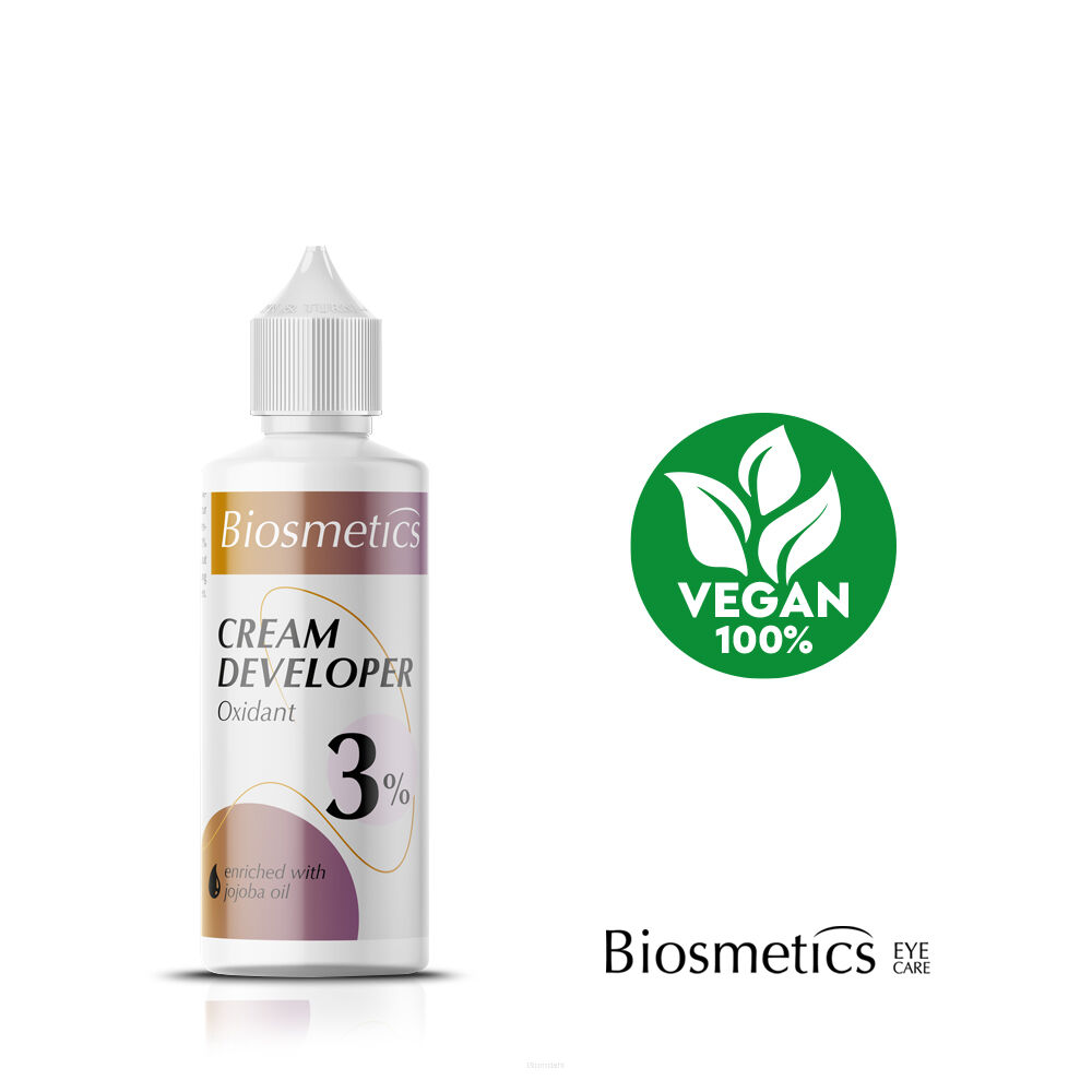 Aktywator krem developer 3% wegańska henna kremowa BIOSMETICS 50 ml,  wzmacnia intensywność koloru, sprawiając, że staje się on bardziej wyrazisty i trwały, po zastosowaniu aktywatora, kolor utrzymuje się znacznie dłużej, łagodny dla skóry, nie wywołuje podrażnień, dlatego jest szczególnie polecany osobom z wrażliwą skórą oraz alergikom. 